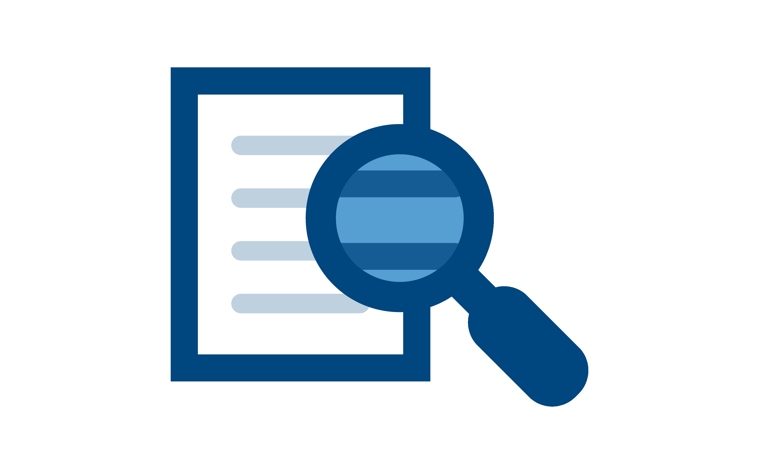 Document icon with magnifying glass highlighting lines of text
